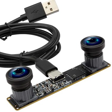 ELP 1200P 60fps Binocular Global Shutter USB Camera Module for Computer Wide Angle 120 4MP Dual Lens Synchronization PC Camera