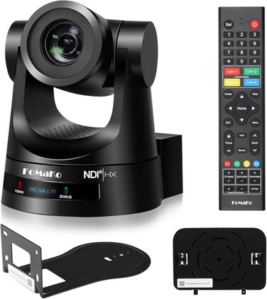 FoMaKo NDI PTZ Camera30X Optical Zoom AI AutoTracking Gen 3 HDMI PTZ Camera for Church Worship Live Services Education Events PoEOfficial NDI 6 NDI HX3KN30A Pro Black