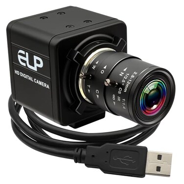 IEights Global Shutter USB Camera Manual Focus Webcam High Speed 5mp50fps 1440P60fps Industrial Video Camera with Zoom Lens 2812mm CS Mount Variable Focus Closeup PC Camera UVC Web Camera for Computer