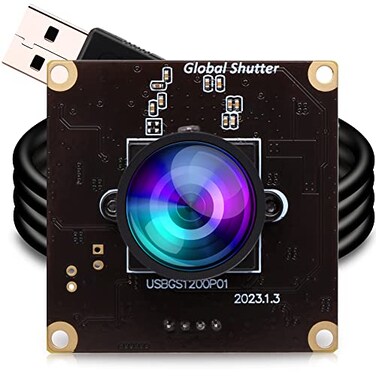 ELP High Speed Wide Angle Global Shutter USB Camera Module for Computer 1080P Mini UVC USB20 Webcam Board with 110degree No Distortion Lens AR0234 High Frame 90fps Web PC Camera Board for Laptop