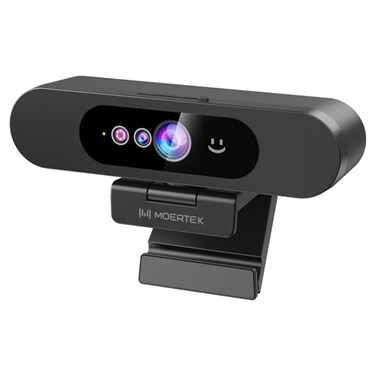MOERTEK Window Hello Webcam 1080P 30fps Camera with Noisereducing Mic Plug Play 90 Wide Angle Builtin Privacy Cover 360 Rotation 90 Tilt Perfect for Zoom Google Meet Microsoft Teams