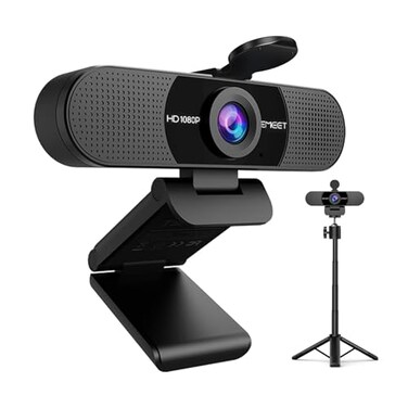 EMEET C960 Webcam with Tripod 1080P Webcam with Microphone Adjustable Height Mini Tripod C960 Web Camera with Privacy Cover Plug Play with Stand for ZoomSkypeYouTubeFaceTime