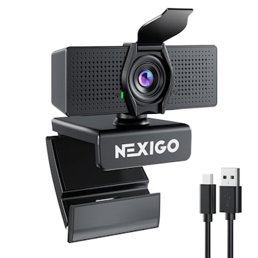 NexiGo N60 Pro Gen 2 1080P Webcam with DistortionFree Lens USB A to TypeC Data Cable Noise Reduction Mic Privacy Cover for ZoomSkypeTeamsWebex Laptop MAC PC Desktop