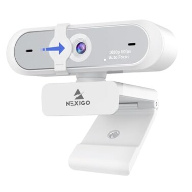 NexiGo N660P Gen 2 1080P 60FPS Webcam with Software Control Dual Microphone Cover Autofocus HD USB Computer Web Camera for OBSZoomSkypeFaceTimeTeamsTwitch White