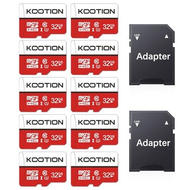 KOOTION 32GB Micro SD Cards 10Pack UHS1 TF Flash Memory Card U1 Class 10 microSDHC Card with Adapter