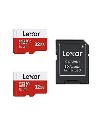 Lexar 32GB Micro SD Card 2 Pack microSDHC UHSI Flash Memory Card with Adapter Up to 100MBs U1 Class10 V10 A1 High Speed TF Card 2 microSD Cards 1 Adapter