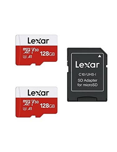 Lexar ESeries 128GB Micro SD Card 2 Pack microSDXC UHSI Flash Memory Card with Adapter 100MBs C10 U3 A1 V30 Full HD 4K UHD High Speed TF Card