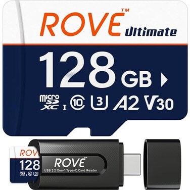 ROVE Ultimate Micro SD Card microSDXC 128GB Memory Card with USB 32 Type C Card Reader 170MBs C10 U3 V30 4K A2 for Dash Cam Android Smart Phones Tablets Games