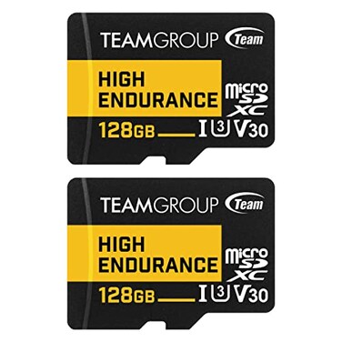 TEAMGROUP HIGH Endurance 128GB 2 Pack Micro SDXC UHSI U3 V30 100MBs Designed for Monitoring Stable Durable Long Lasting Flash Memory Card Security Camera 4KFull HD Video Recording THUSDX128GIV3067