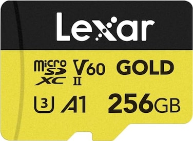 Lexar 256GB Professional Gold Micro SD Card UHSII C10 U3 V60 A1 Full HD 4K Up to 280180 MBs microSDXC Memory Card for Drones Action Cameras Portable Gaming Devices LMSGOLD256GBNNNG