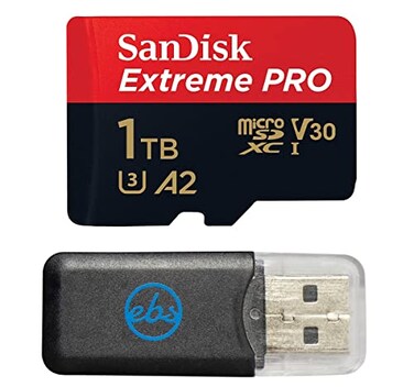Everything But Stromboli SanDisk MicroSD Extreme Pro 1TB Memory Card Compatible with DJI Mavic 3 Classic Action 5 Pro Mavic Pro Platinum SDSQXCD1T00GN6MA Bundle with 1 MicroSD Card Reader