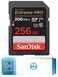 Everything But Stromboli SanDisk Extreme Pro 256GB SD Memory Card Works with Panasonic Mirrorless Camera Lumix DCS5IIX and Lumix DCS5II SDSDXXD256GGN4IN Bundle with 1 30 Micro SD Card Reader