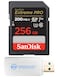 Everything But Stromboli SanDisk 256GB Extreme Pro UHSI SD U3 A2 V30 Memory Card Works with Sony Mirrorless Camera A7R V ZV1F and FX30 SDSDXXD256GGN4IN 4K UHD Bundle with 1 SDXC Card Reader