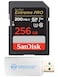 Everything But Stromboli SanDisk 256GB Extreme Pro UHSI SD U3 A2 V30 Memory Card Works with Sony Mirrorless Camera A7R V ZV1F and FX30 SDSDXXD256GGN4IN 4K UHD Bundle with 1 SDXC Card Reader