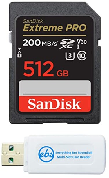 Everything But Stromboli SanDisk Extreme Pro 512GB UHSI SD U3 A2 V30 Memory Card Works with Sony Mirrorless Camera ZVE1 SDSDXXD512GGN4IN Fast 4K UHD Bundle with 1 SDXC Card Reader