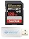 Everything But Stromboli SanDisk 128GB SD Extreme Pro Memory Card Works with Sony Alpha a7 III a7 II a7 a7s a7s II Mirrorless Camera SDSDXXD128GGN4IN Bundle with 1 MicroSDXC SD Card Reader