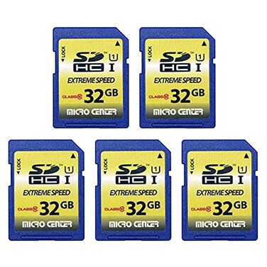 INLAND 32GB Class 10 SDHC Flash Memory Card Full Size SD Card USHI U1 Trail Camera Memory Card by Micro Center 5 Pack