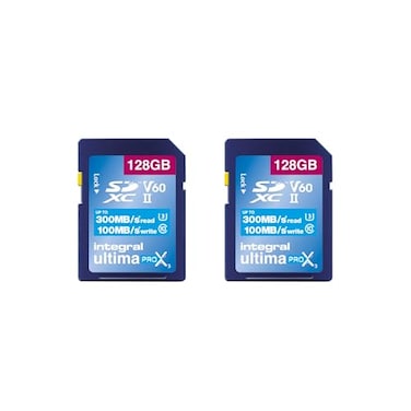 Integral 128GB 2Pack UHSII SD Card V60 Up to 300MBs Read and 100MBs Write Speed 1733X SDXC Professional High Speed Memory Card
