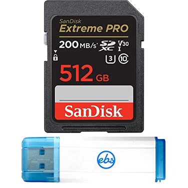 Everything But Stromboli Sandisk 512GB SD Extreme Pro SDXC UHSI Memory Card Works with Sony ZVE10 A7 IV ZVE10 II Alpha Camera SDSDXXD512GGN4IN C10 Bundle with 1 Micro SD 30 Card Reader