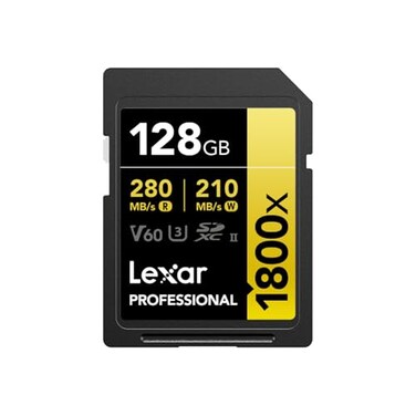 Lexar 128GB Professional 1800x UHSII SDXC Memory Card Gold Series