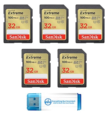 Everything But Stromboli SanDisk 32GB Extreme SD Card 5 Pack SDHC Memory Cards Compatible Browning Defender Pro Series Trail Cameras SDSDXVT032GGNCIN Bundle with 1 30 Micro SD Card Reader
