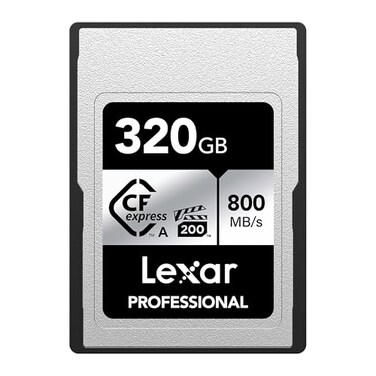 Lexar 320GB Professional CFexpress Type A SILVER Series Memory Card Compatible with Sony Cameras w Type A Card Slot Up to 800700 MBs ReadWrite 8K Video VPG 200 LCAEXSL320GRNENG