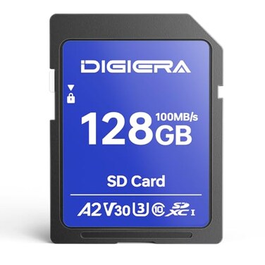 DIGIERA 128GB CS100 SDXC UHSI Memory Card up to 100MBs C10 U3 V30 4K UHD SD Card for Computers Digital Cameras Home Theatre Devices Car Navigation Systems 1 Pack
