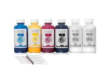 LOTSA. STYLE LOTSA STYLE Premium DTF Ink Refill for Inkjet Printers Heat Transfer Film Printing 120ml x 6 CMYK Wh