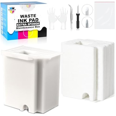 Poschink Waste Ink Pad Replacement for EPSON Ecotank ET2800 ET2803 ET2720 ET2400 ET2711 ET4700 L3110 L3210 L3150 L3250 etc Printers Maintenance Box with Extra Sponge Absorbant