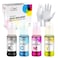 NGOODIEZ Eco Solvent Ink AutoFill Water Based Ink Conversion Kit Refill Ink for Epson EcoTank Workforce Printers Ideal for HTV Vinyl Stickers Decals TShirts Mugs 1B1C1M1Y 4x70ml