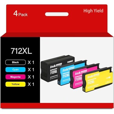 GTPRI 712XL High Yield Ink Cartridges Compatible for HP DesignJet 712 Ink Cartridges Combo Pack for HP DesignJet T210 T230 T630 T650 Studio Plotter Printer Ink
