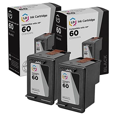 LD Products Remanufactured Compatible Ink Cartridge Replacement for HP 60 CC640WN 2 Pack Black for use in HP Photosmart Envy e Allinone and Deskjet Printers