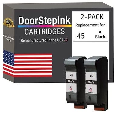 DoorStepInk 45 Black Remanufactured Ink Cartridge Replacement for HP 45 51645A Compatible with HP 110120140150160170 Standard Yield 2Pack