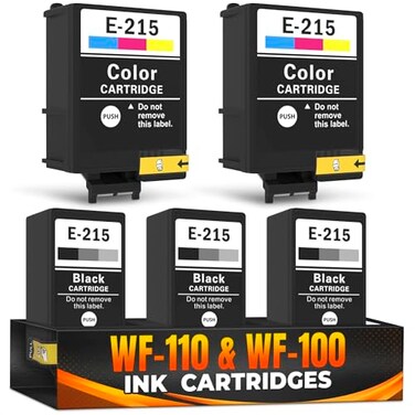 Reluen 5Pack Printer Ink Cartridges 215 Ink Cartridges 3 Black and 2 TriColor EasytoInstall Inkjet Printer Cartridge Replacements Sharp Text Vivid Colors Combo Pack for Home Office Printing