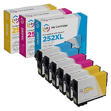 LD Products Remanufactured Epson 252XL High Yield Ink Cartridge Replacements for WF3640 WF7110 WF7210 WF7610 WF7620 WF7720 WF7720DTWF WF3620 2 Cyan 2 Magenta 2 Yellow 6Pack Bundle