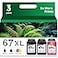 Ubinki 67XL Ink Cartridges BlackColor Combo Pack Replacement for HP Ink 67 XL HP67 HP67XL for2700 4155e 2755e 2734e 4100 2700e 4100e 6400 2752 2752e 4152e 6455e 6055e 2742e 6000 6055 6458e Printer 3 P