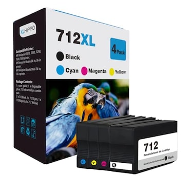 XLhippo 712XL Ink Cartridges Replacement for HP 712 Ink Cartridges Combo Pack Use for DesignJet T210 T230 T250 Design Jet T650 T630 Studio Plotter Printers 712 XL 4Pack