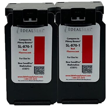 IDEALSEAL Replacement Postage Ink Cartridge for SL8701 Red Ink Cartridge for New SendPro Mailstation CSD1 2 Pack