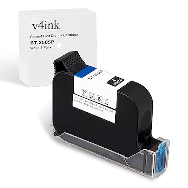 v4ink Bentsai Original Solvent Based Fast Dry Ink Cartridge BT2585P White Ink 05 Inch Nozzle Compatible with Bentsai Handheld Inkjet Printer BTHH6105B2 BTHH6105B3 B10