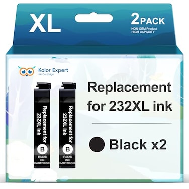Kolor Expert Remanufactured for 232XL Black Ink Cartridges Replacement for 232XL Ink Cartridges Combo Pack Work with XP4200 XP4205 WF2930 WF2950 2 Pack
