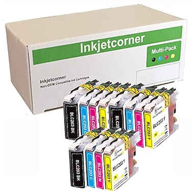 Inkjetcorner Compatible Ink Cartridges Replacement for LC203 XL MFCJ460DW MFCJ480DW MFCJ485DW MFCJ680DW MFCJ880DW MFCJ885DW 12Pack 3 Black 3 Cyan 3 Magenta 3 Yellow