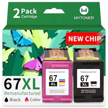 MYTONER 67XL HP Printer Ink Replacement for HP Ink 67 BlackColor Combo Pack HP 67XL for DeskJet 6055e 2755e 2855e 2800e 4155e 2700e 2700 Envy 6000 6400 Envy Pro 6458 Printer Ink HP 67 2 Pack