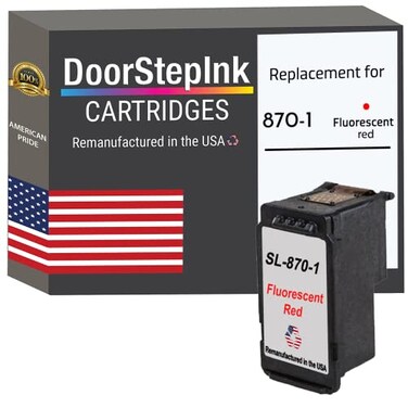 DoorStepInk SL8701 Fluorescent Red Remanufactured Ink Cartridge Replacement for Pitney Bowes SL8701 Compatible with Pitney Bowes SendPro Mailstation CSD1 Standard Yield 1Pack