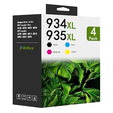 PikBey 934XL 935XL BlackColor Ink Cartridges Combo Pack 4Pack BlackCyanMagentaYellow Replacement for HP 934XL 935XL Work with OfficeJet Pro 6830 6835 6836 6230 6220 6812 Printer