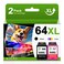 PikBey 64XL Black and Color Ink Cartridge Combo Pack Replacement for HP 64 64XL Printer Ink Works with Envy Photo 7855 7858 7155 7800 6255 7100 Inspire 7900e Series 7200e 7255e 7955e Printers 2Pack