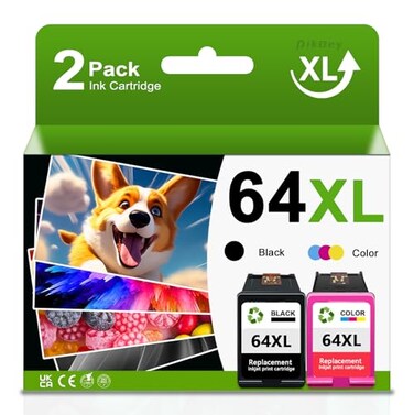 PikBey 64XL Black and Color Ink Cartridge Combo Pack Replacement for HP 64 64XL Printer Ink Works with Envy Photo 7855 7858 7155 7800 6255 7100 Inspire 7900e Series 7200e 7255e 7955e Printers 2Pack