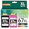 PANINK Remanufactured Ink Cartridges Replacement for HP Printer Ink 67 XL HP 67 Ink HP67 67XL Ink Cartridges Black Color Combo Pack for 2700 2755e 4155e 4100 6000 6400 6055e Printer 2 Pack