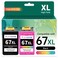 PANINK Remanufactured Ink Cartridges Replacement for HP Printer Ink 67 XL HP 67 Ink HP67 67XL Ink Cartridges Black Color Combo Pack for 2700 2755e 4155e 4100 6000 6400 6055e Printer 2 Pack