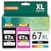 PANINK Remanufactured Ink Cartridges Replacement for HP Printer Ink 67 XL HP 67 Ink HP67 67XL Ink Cartridges Black Color Combo Pack for 2700 2755e 4155e 4100 6000 6400 6055e Printer 2 Pack