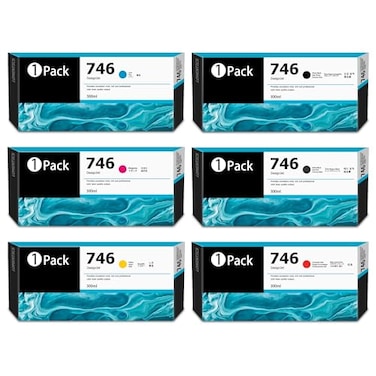 LOMENTICS 746XL Ink Cartridges 6Pack 300ml PKMKCRCMY Replacement for HP 746 Ink Cartridges Designjet Z6 Designjet Z9